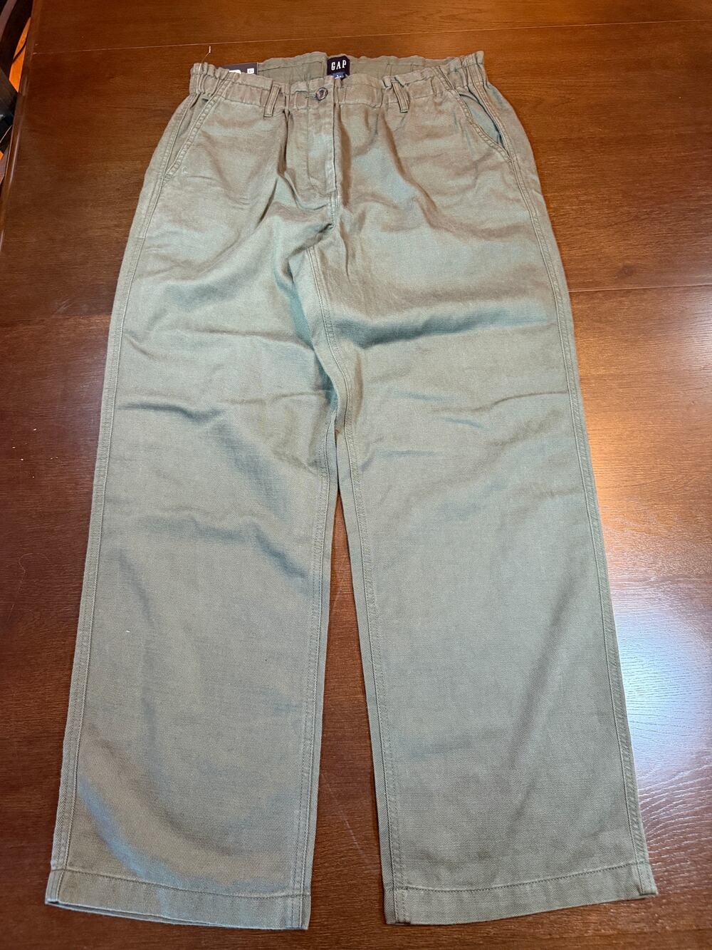 NWT GAP Easy Twill Wide Leg Pants Women's L Olive Green Pull On